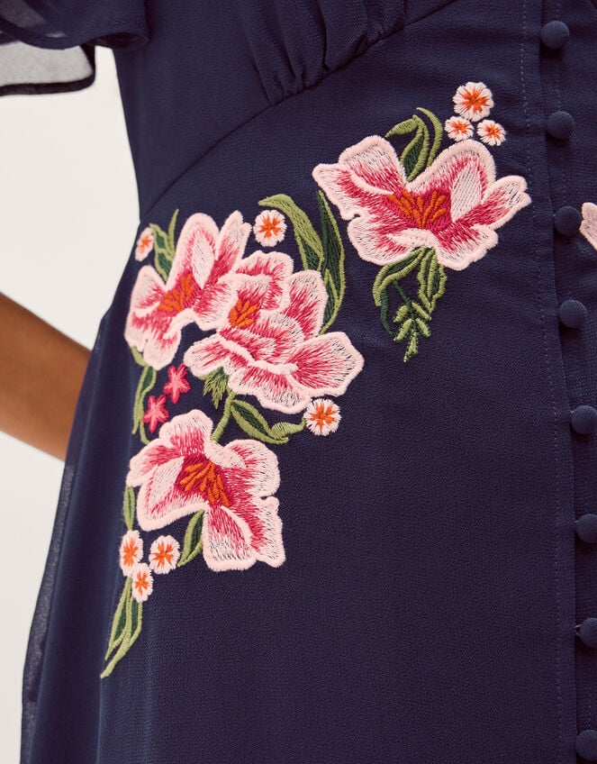 Coraline Floral Embroidered Midi Dress, Blue (NAVY), large