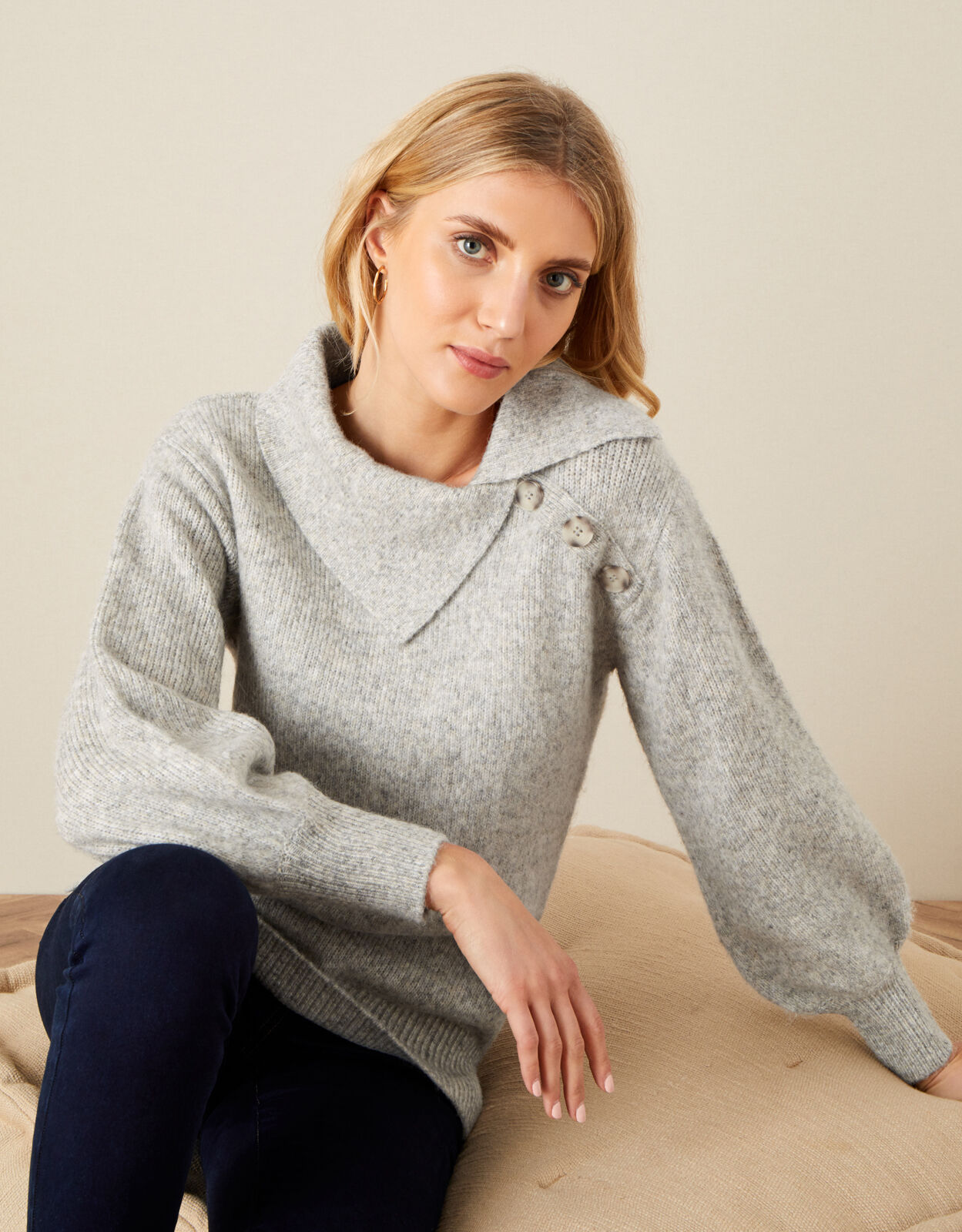 Split neck jumper on sale