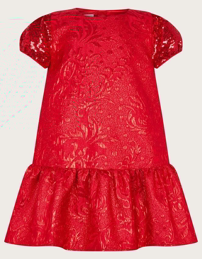 Jacquard Party Dress, Red (RED), large