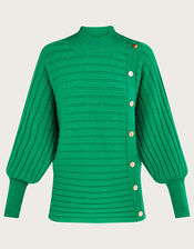 Horizontal Rib Jumper with Recycled Polyester, Green (GREEN), large