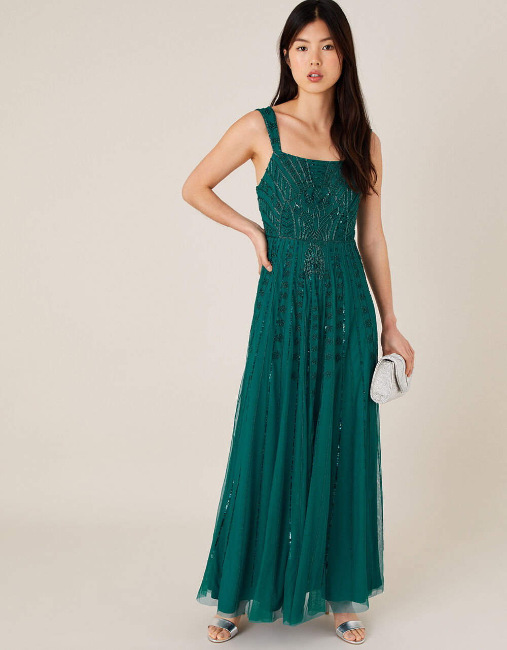 Women Dresses | Sabina Square Neck Maxi Dress Green - WR26866