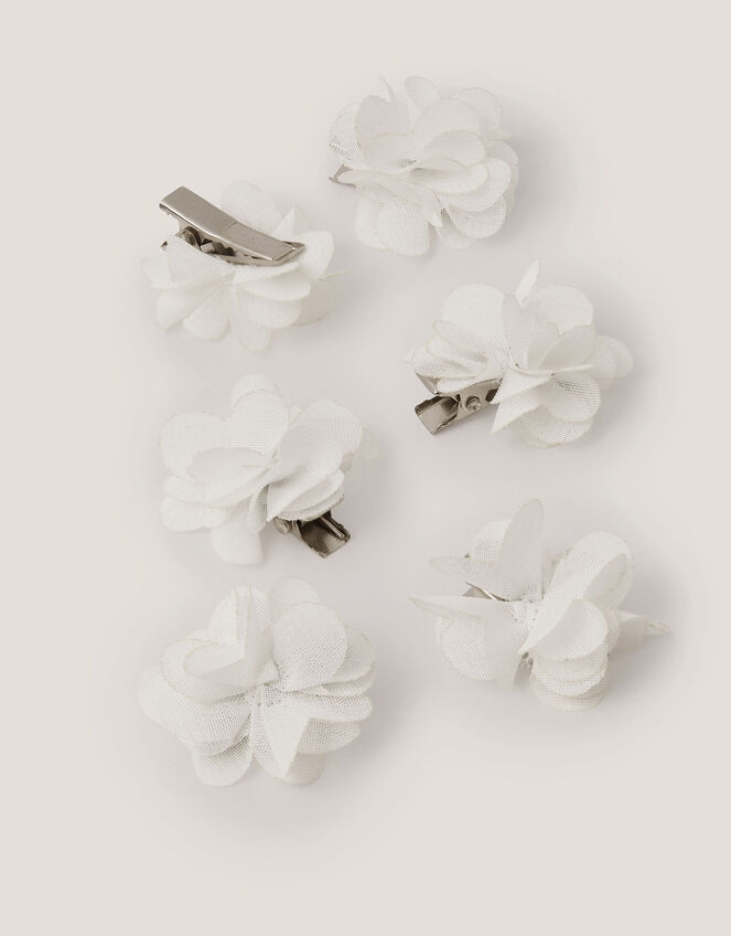 6-Pack Mini Pom Pom Hair Clips, Ivory (IVORY), large