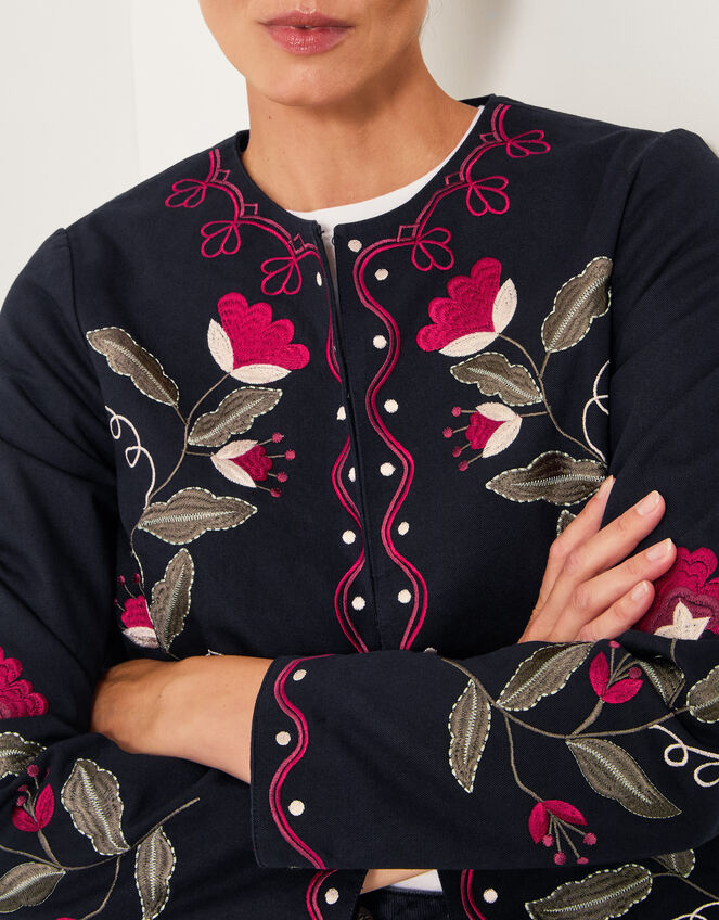 Valerie Floral Embroidered Jacket, Black (BLACK), large