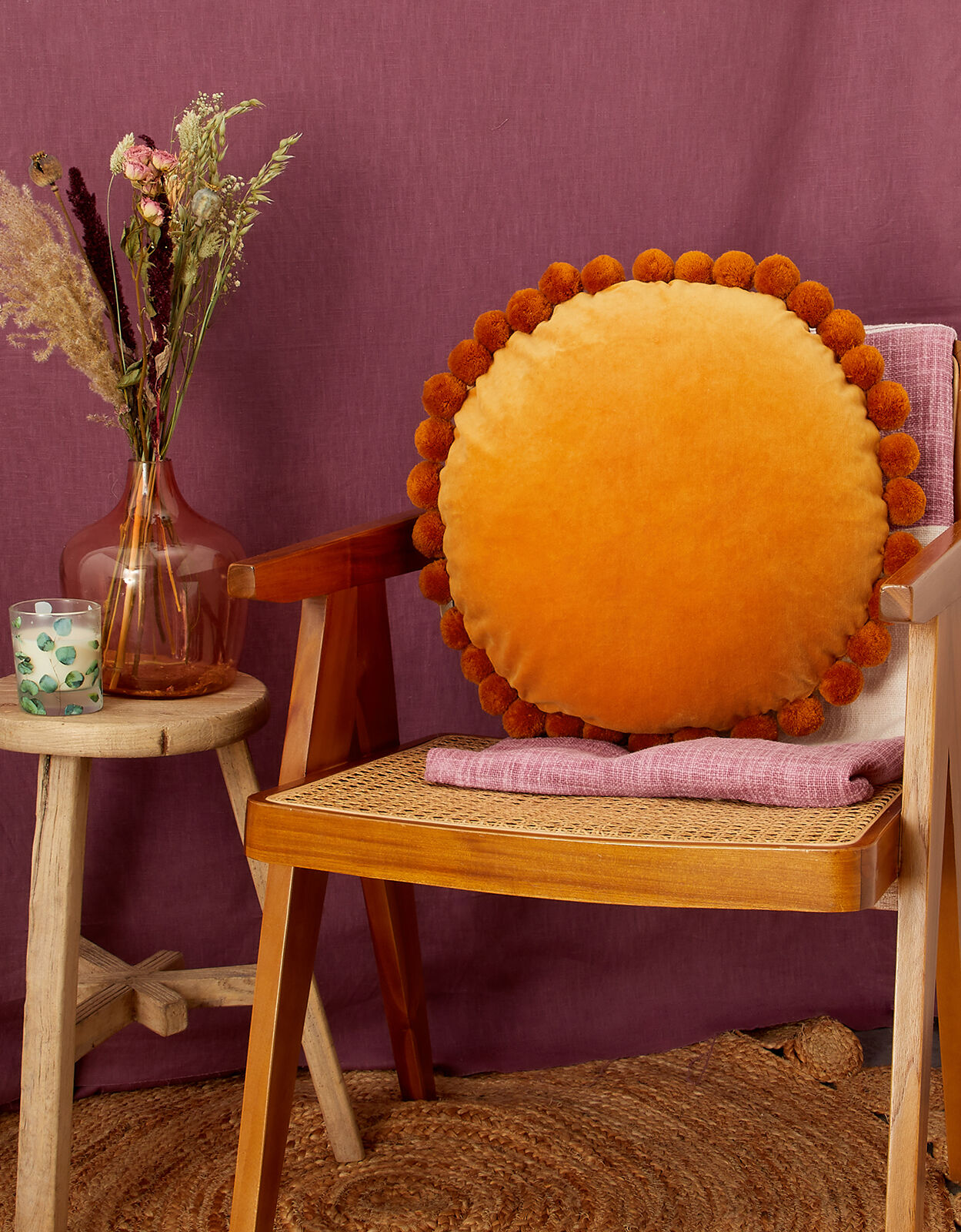 Round cushion velvet online