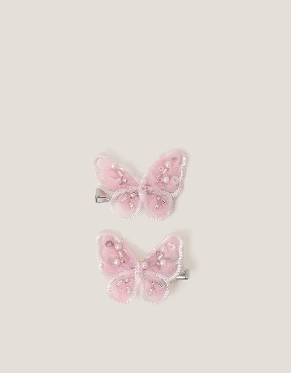 2-Pack Embellished Butterfly Bridesmaid Hair Clips, Pink (PINK), large