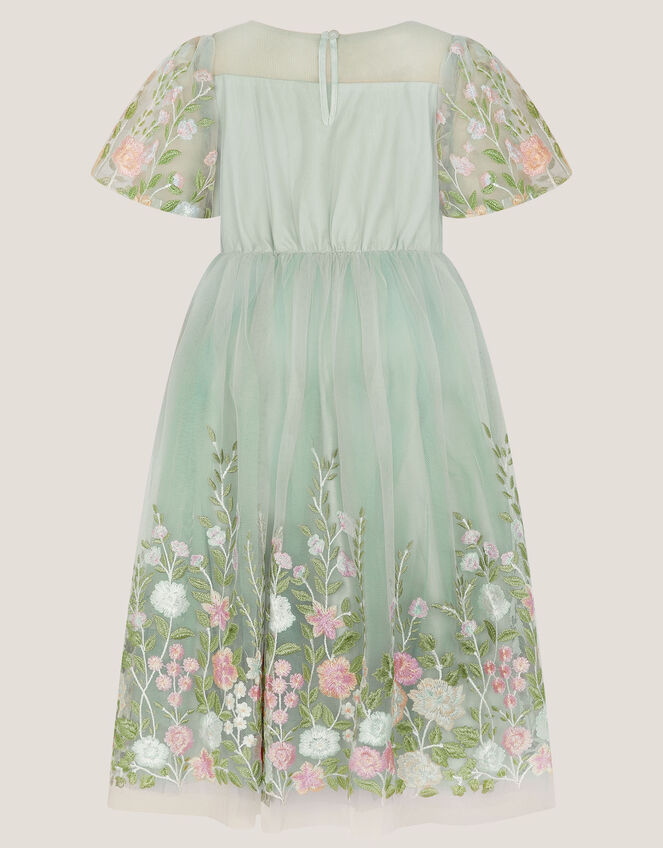 Dalia Floral Embroidered Party Dress, Green (SAGE), large