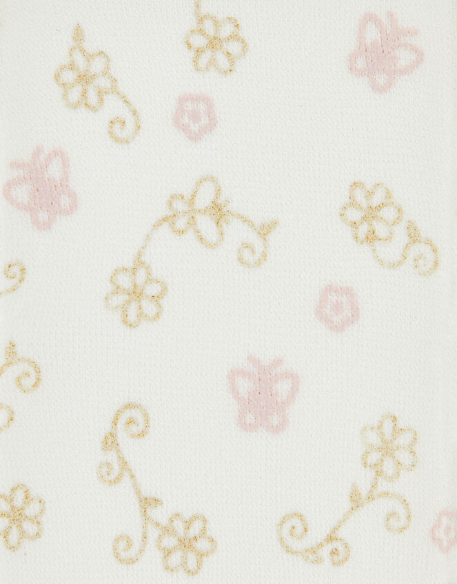 Butterfly Flower Perlato Tights, Ivory (IVORY), large
