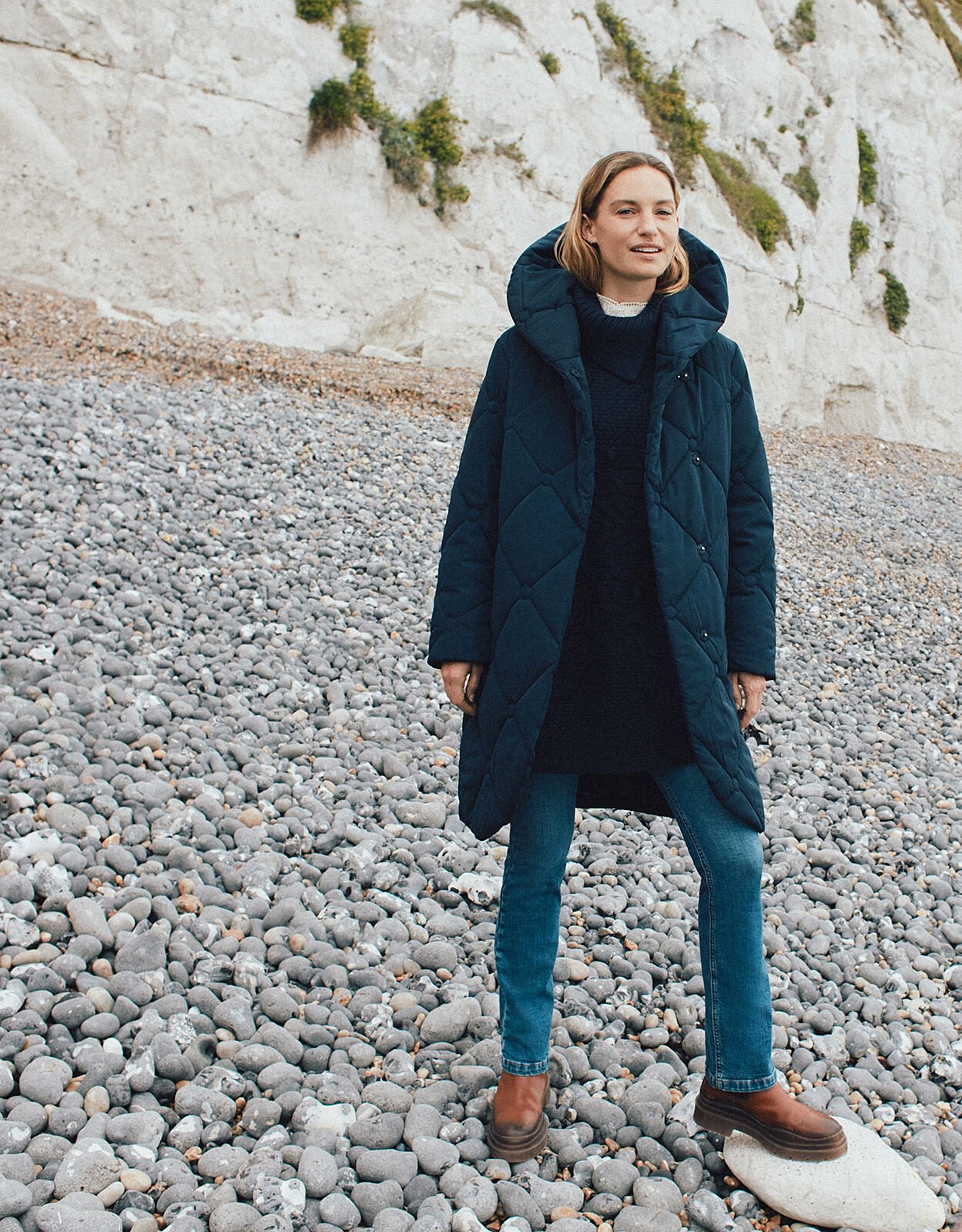 Terry Diamond Padded Coat Blue