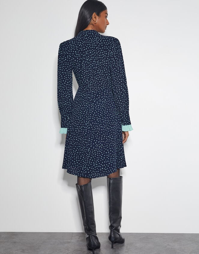 Novie Polka Dot Mini Shirt Dress, Blue (NAVY), large