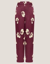 Roz Floral Straight Leg Trousers, Red (BURGUNDY), large