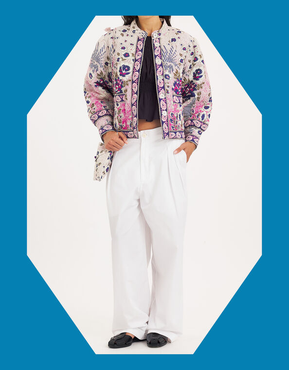 Antik Batik Floral Print Quilted Jacket, Pink (PINK), large