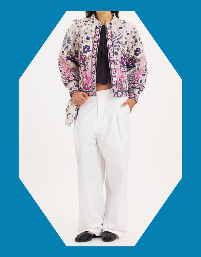 Antik Batik Floral Print Quilted Jacket, Pink (PINK), large