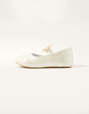 Heart Embroidered Patent Walker Shoes, Ivory (IVORY), large