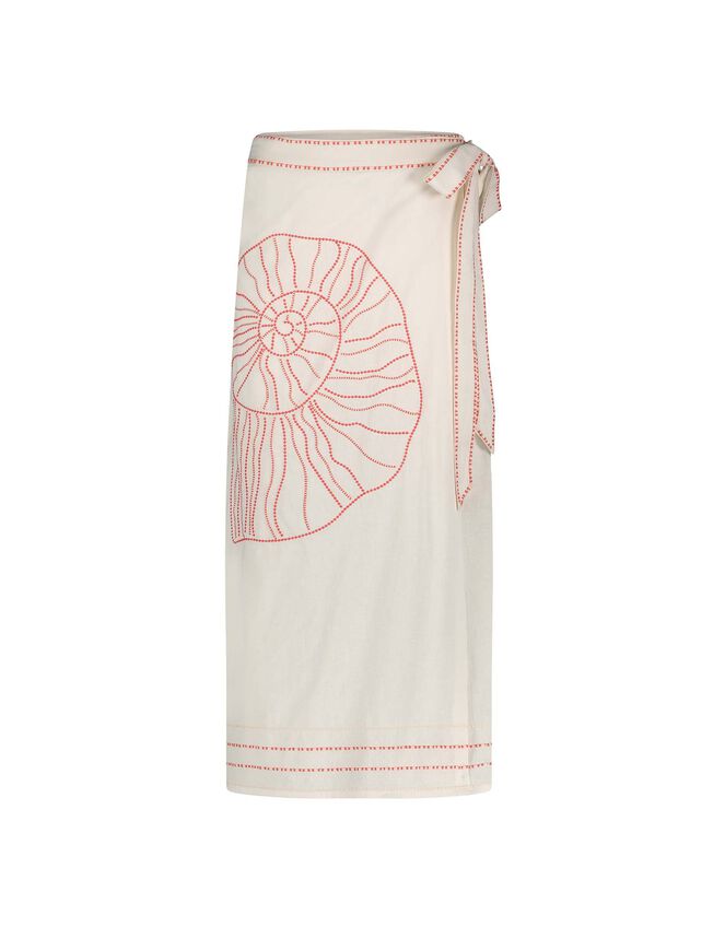 Fabienne Chapot Sine Shell Embroidered Wrap Skirt, Ivory (IVORY), large