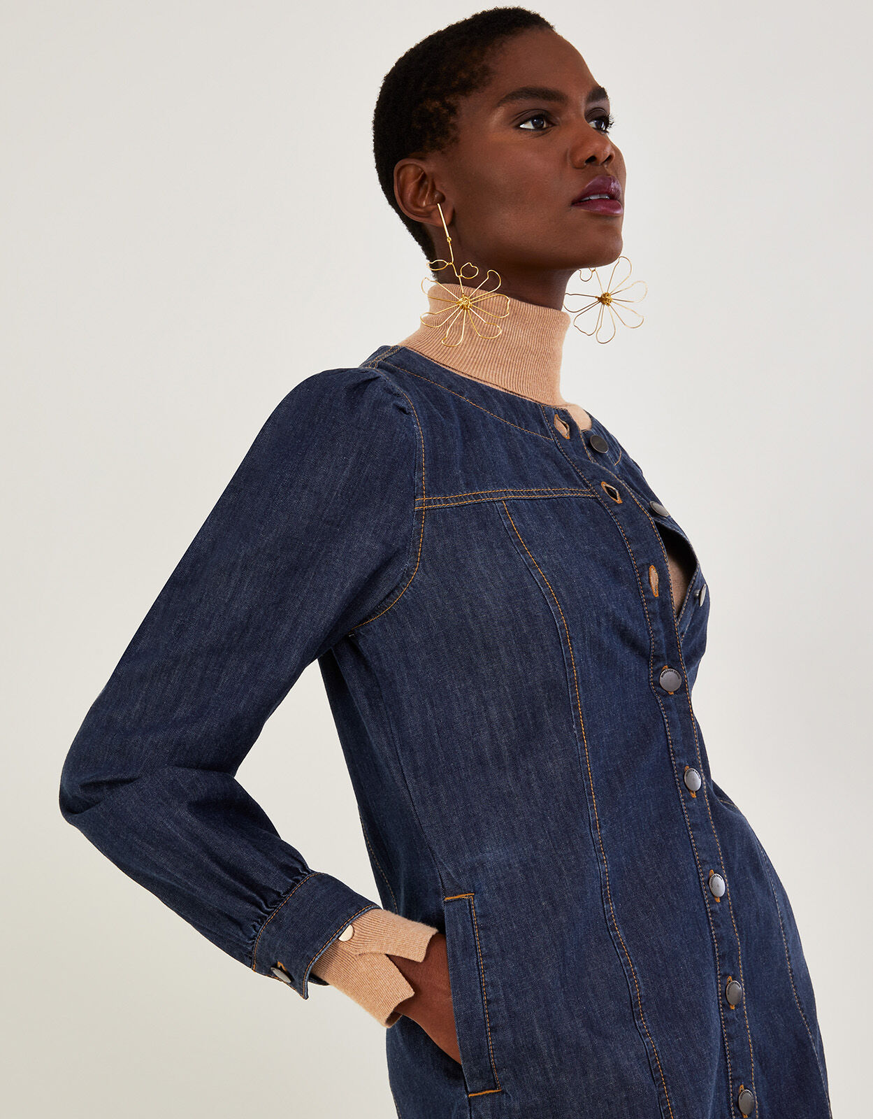 Denim button sales shirt dress
