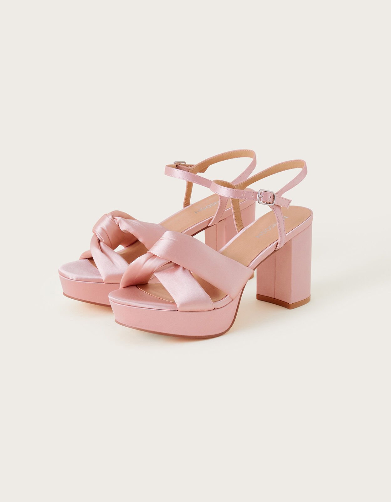 Pink satin shop platform heels