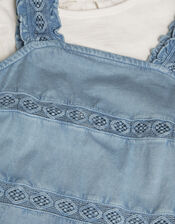 Long Sleeve Top and Embroidered Pinafore Dress Set, Blue (BLUE), large