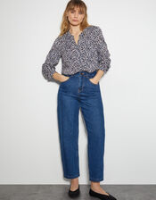 Molly Abstract Print Pintuck Blouse, Blue (NAVY), large