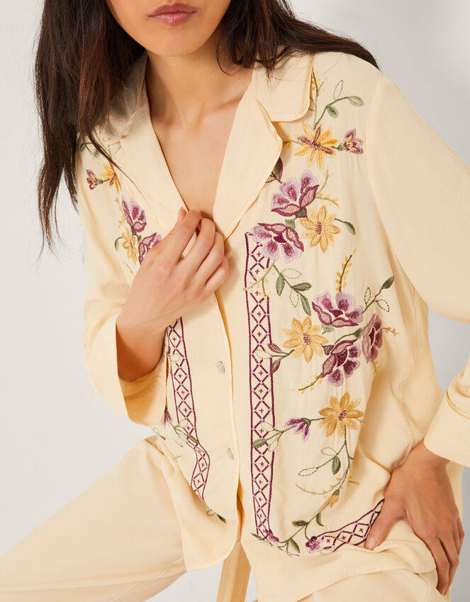 Elodie Floral Embroidered Shirt, Ivory (IVORY), large