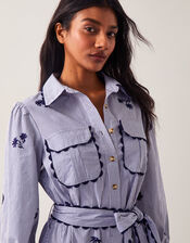 Amelia Embroidered Shirt Maxi Dress, Blue (NAVY), large