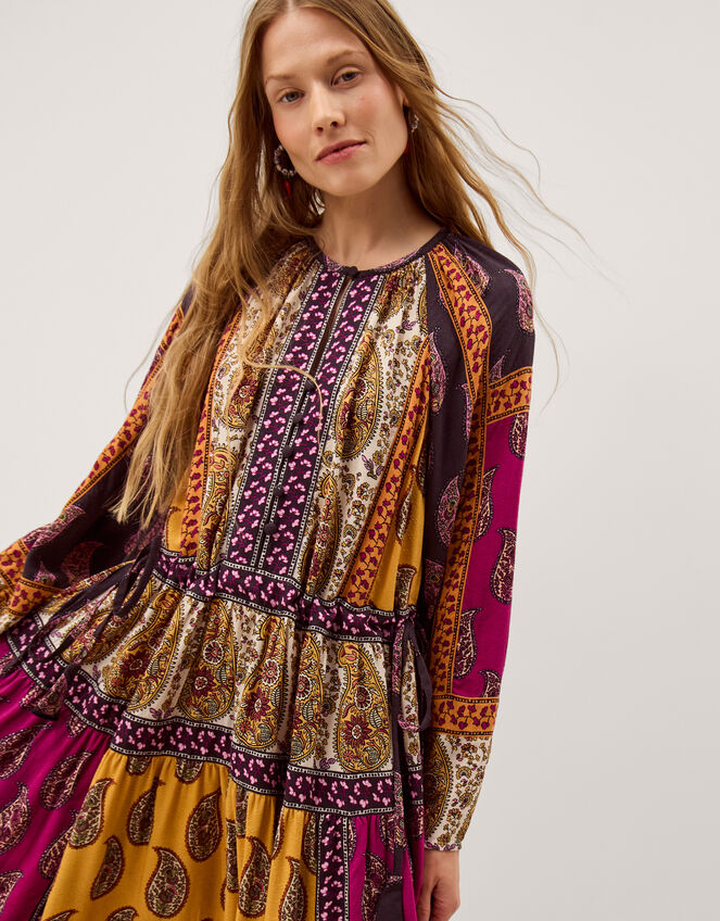Magdalena Paisley Print Midi Dress, Red (BERRY), large