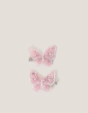 2-Pack Embellished Butterfly Bridesmaid Hair Clips, Pink (PINK), large