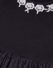 2-in-1 Broderie Dress, Black (BLACK), large