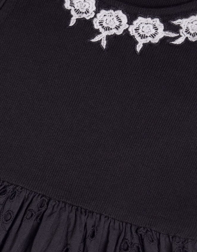 2-in-1 Broderie Dress, Black (BLACK), large