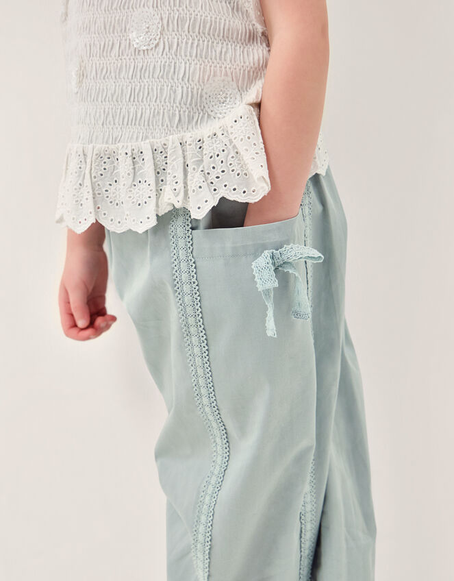 Lace Trim Barrel Trousers, Green (GREEN), large