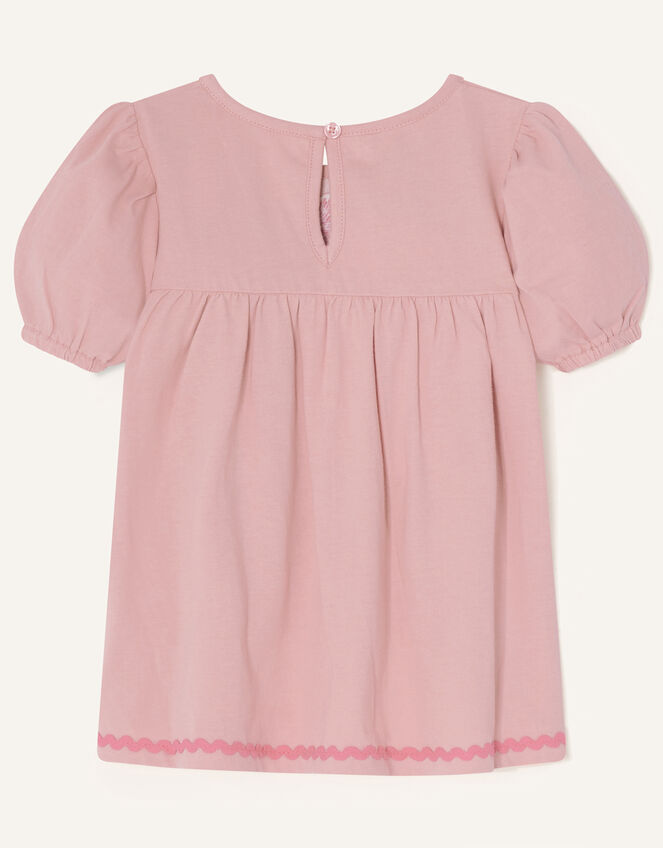 Flower Embellished Short Sleeve T-Shirt, Pink (PINK), large
