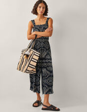 Macie Sleeveless Shell Print Jumpsuit, Black (BLACK), large