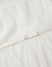 Gracia Embroidered Yoke Tulle Dress, Ivory (IVORY), large