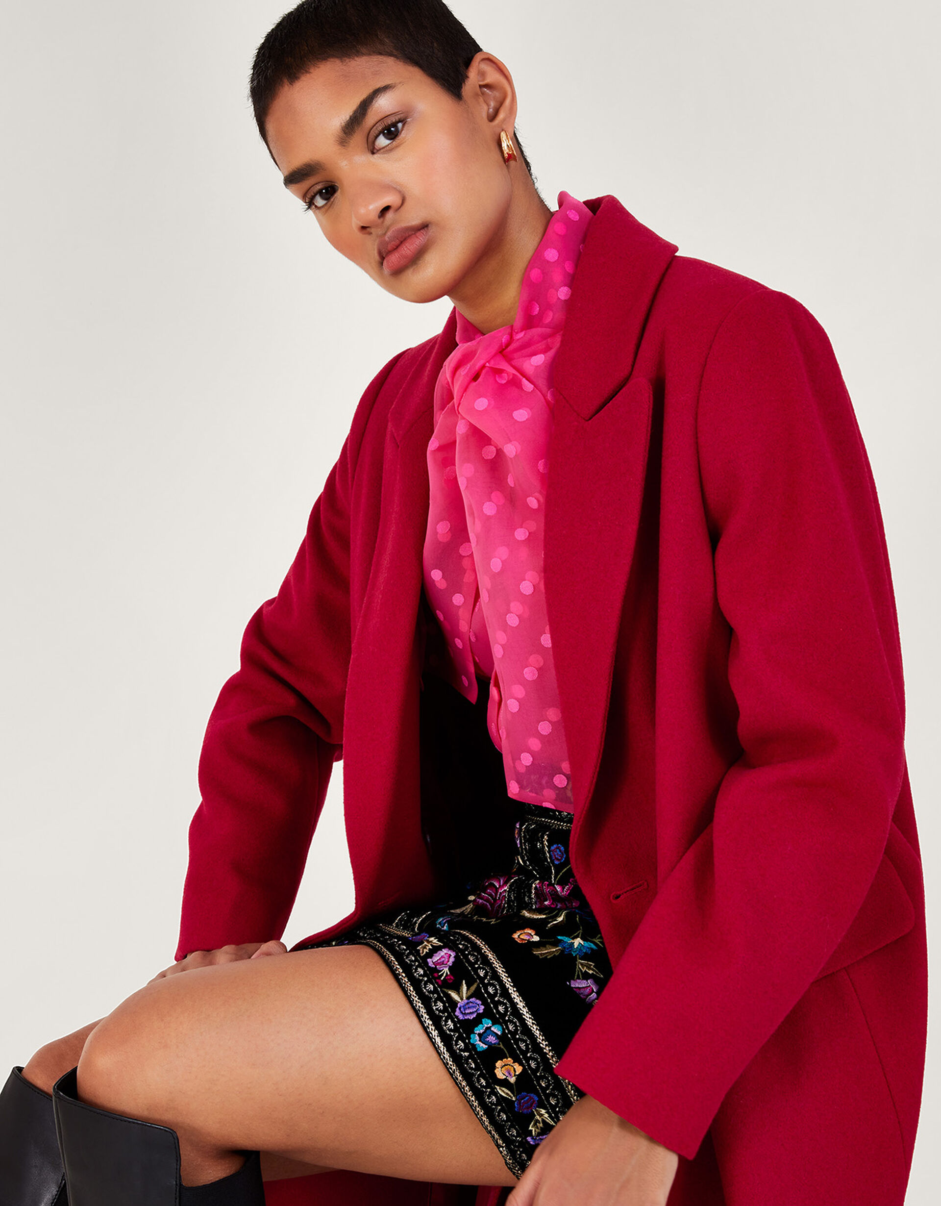 Double-Breasted Pink Check Coat main image 0