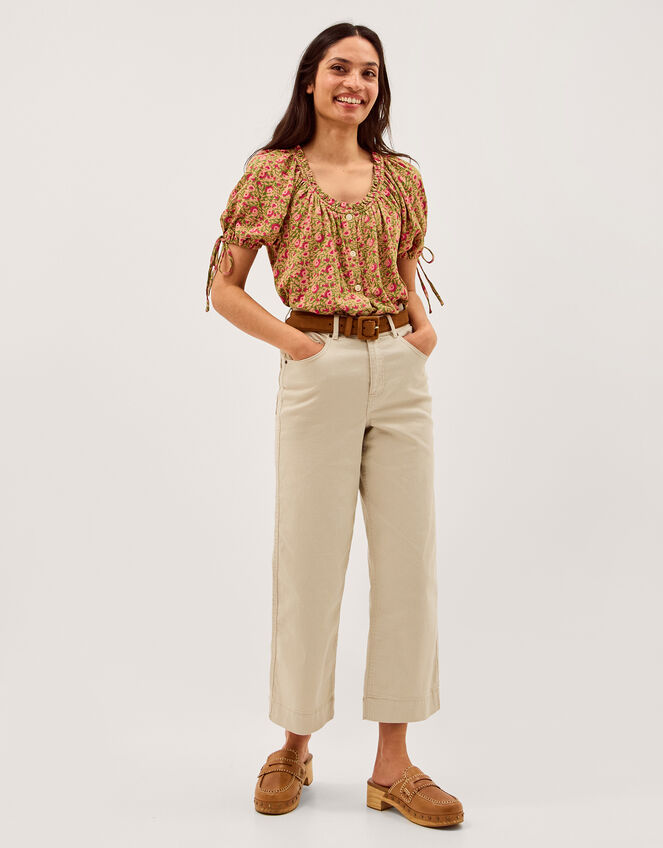 Harlowe Print Jersey Top, Green (GREEN), large