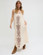Raffya Sapphire Embroidered Maxi Dress, Cream (CREAM), large