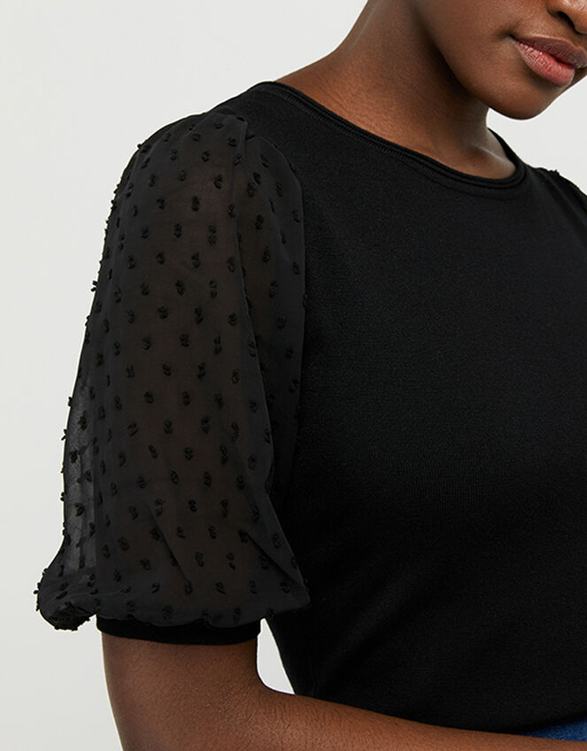 Melanie Puff Sleeve Jumper, Black (BLACK), large