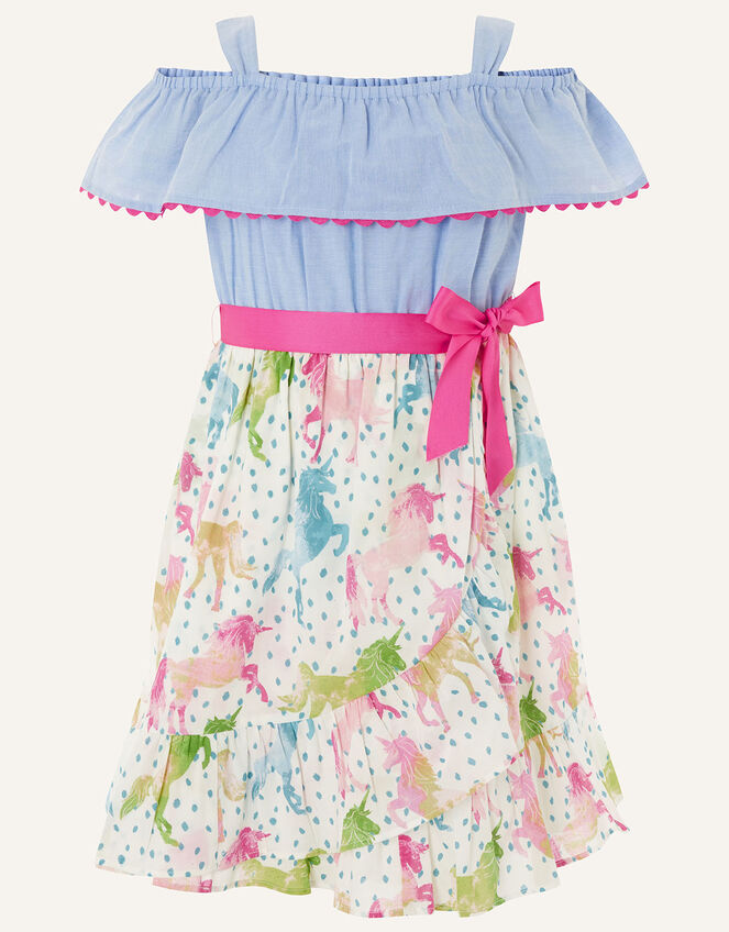 Unicorn Chambray 2-in-1 Dress, Blue (BLUE), large
