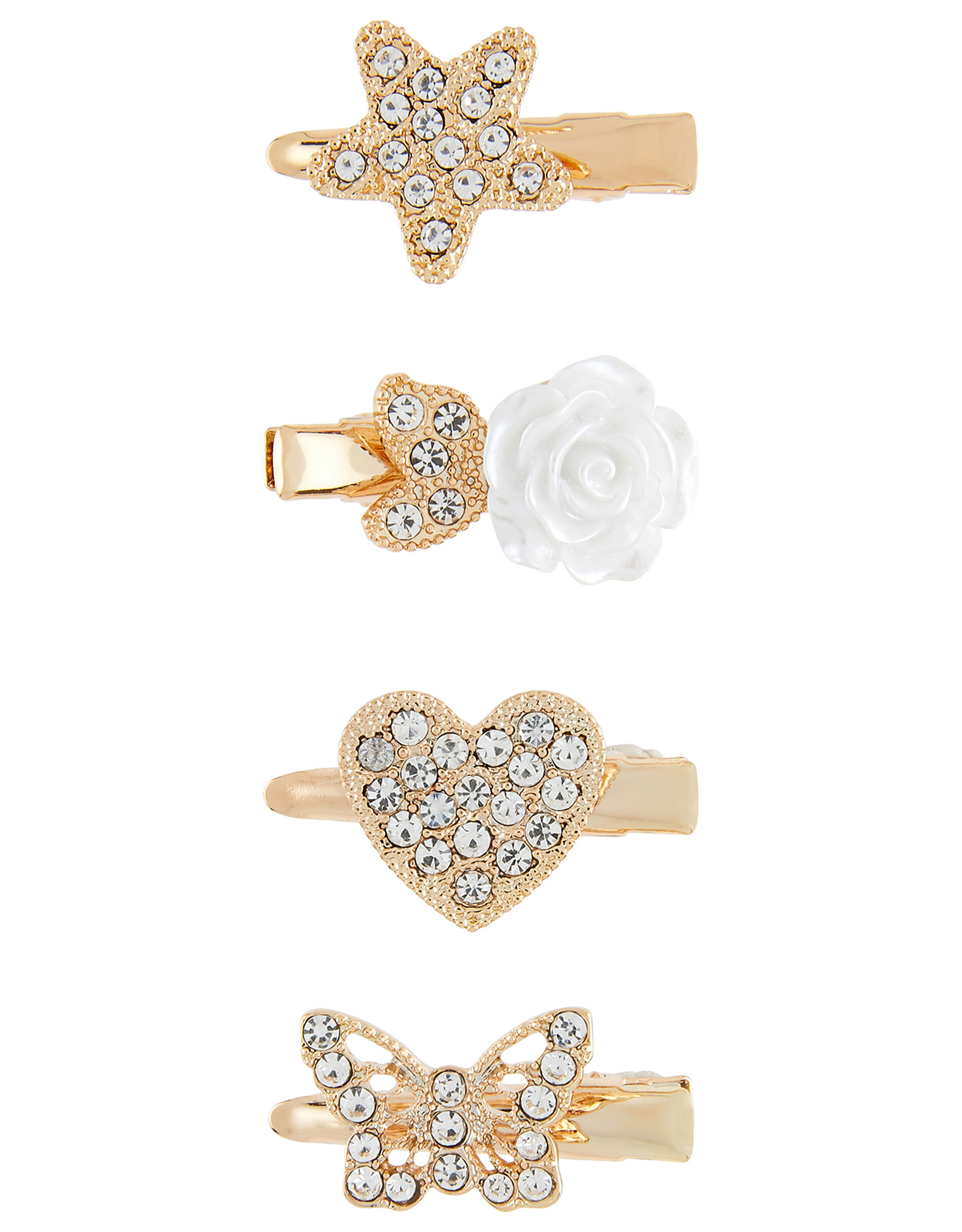 Diamante Mini Hair Clip Set, , large