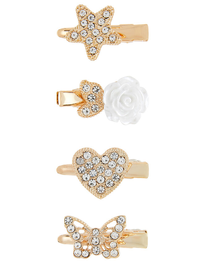 Diamante Mini Hair Clip Set, , large