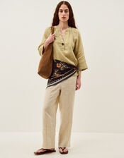 Gianna Linen Top, Green (LIME), large