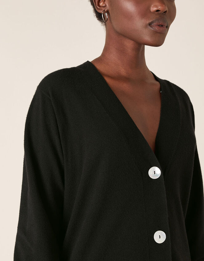 Pearly Button Cardigan, Black (BLACK), large