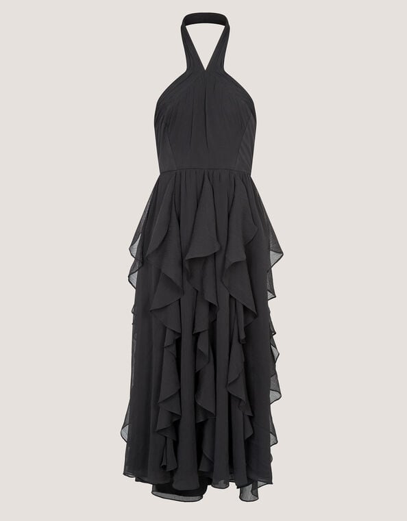 Arizona Halter Ruffle Prom Dress, Black (BLACK), large