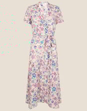 Teagan Floral Shirt Dress, Ivory (IVORY), large
