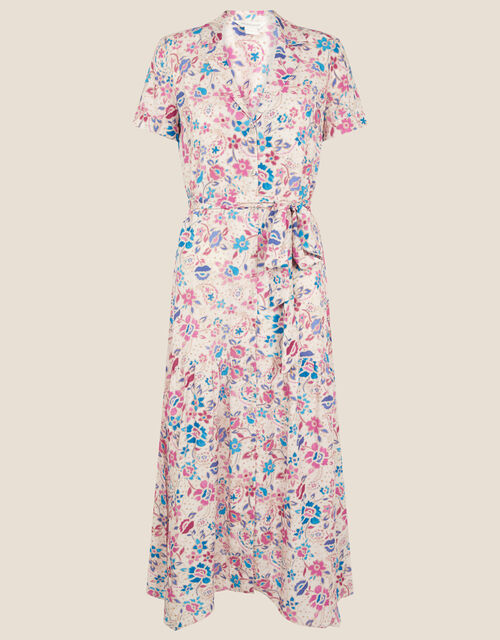 Teagan Floral Shirt Dress, Ivory (IVORY), large