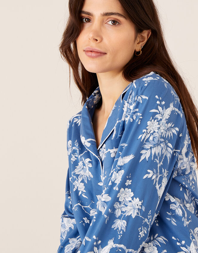Floral Print Pyjama Set, Blue (BLUE), large