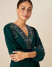 Embroidered Paisley Smart Dress, Teal (TEAL), large