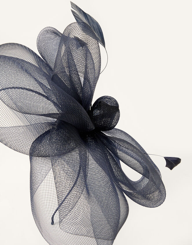 Crin Bow Fascinator , Blue (NAVY), large