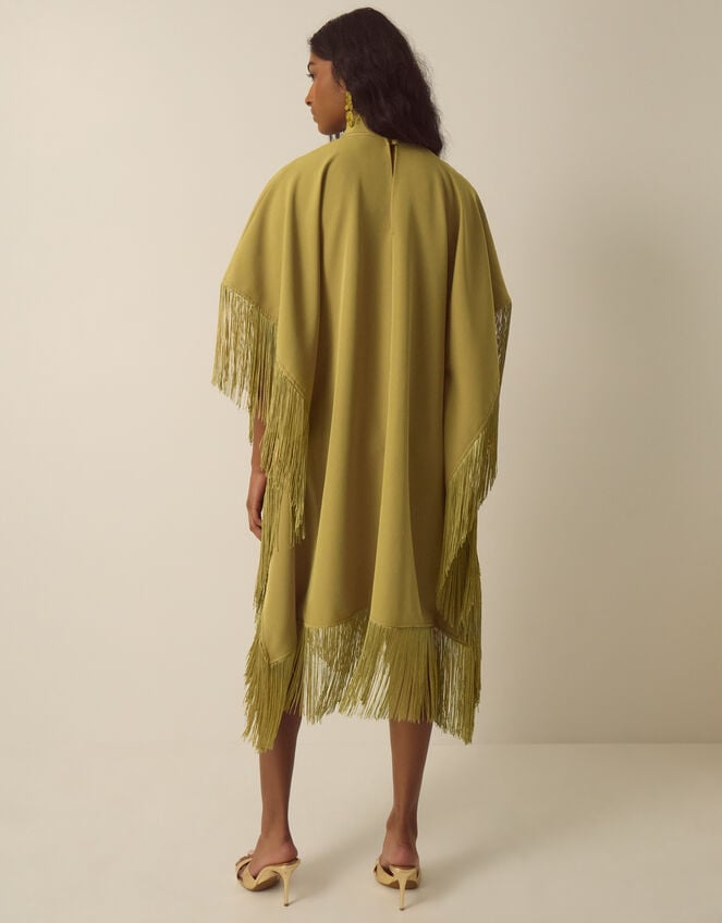 Novi High-Neck Fringe Mini Dress, Green (CHARTREUSE), large