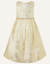 Jacquard High-Low Dress, Gold (GOLD), large