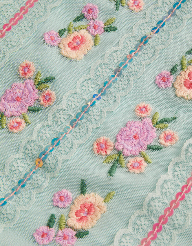 Embroidered Lace Tape Dress, Blue (AQUA), large
